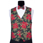 Christmas Poinsettia Vest and Bow Tie Set